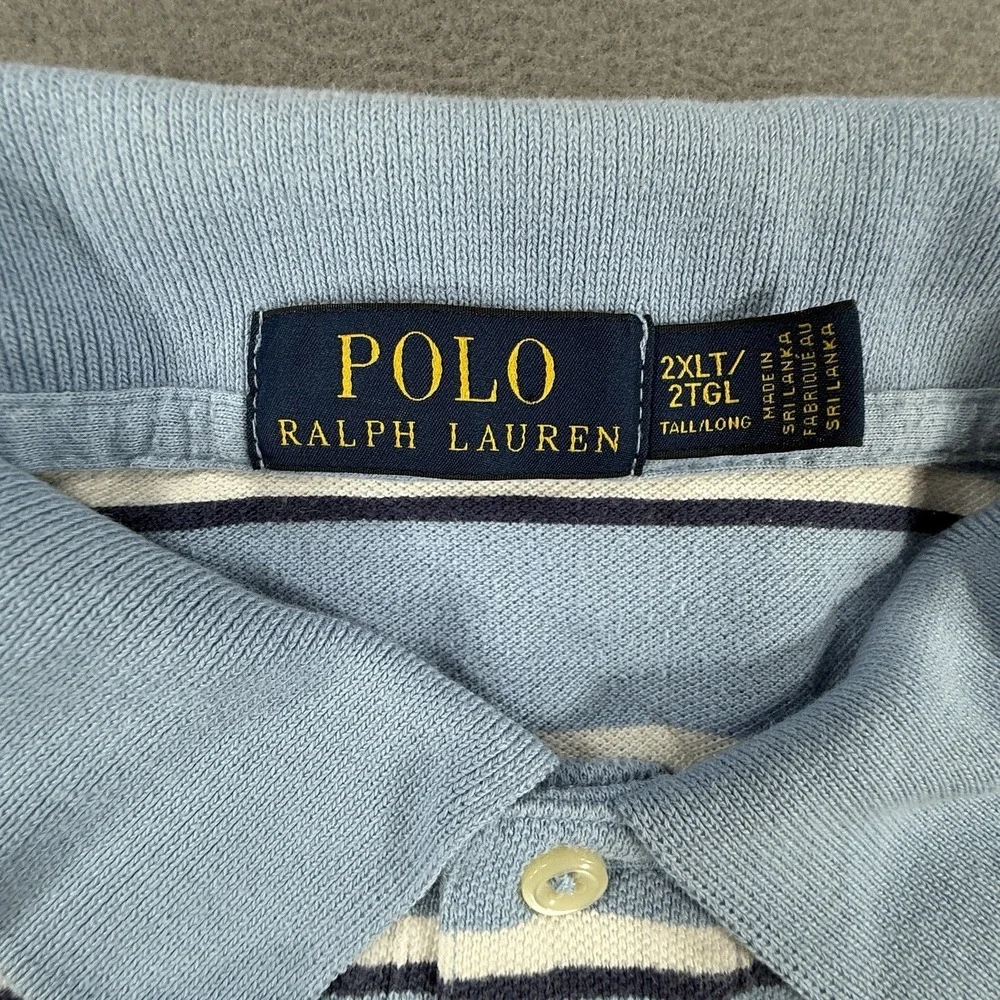 Polo Ralph Lauren Striped Short Sleeve‎ Blue Polo Mens Size 2XLt Tall